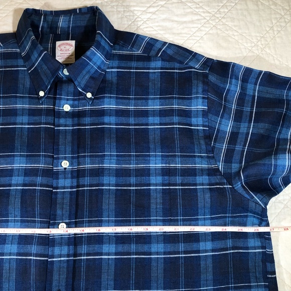 Brooks Brothers Madison Fit Linen Plaid Shirt XL - Picture 8 of 12